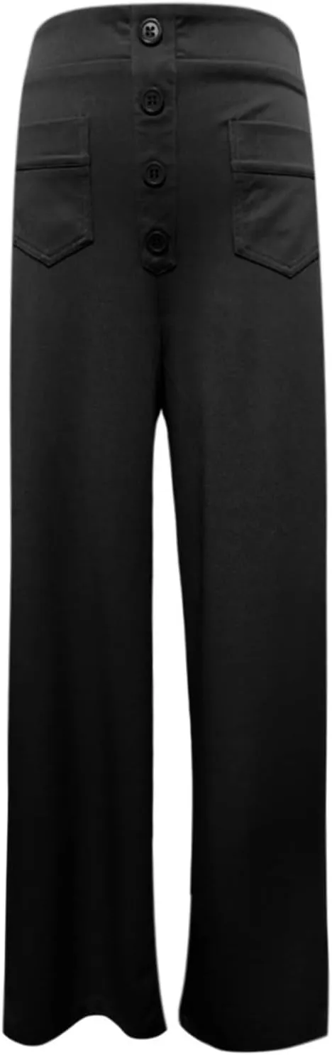 Leggings Flare Women's Work Pants High Elastic Waisted Trousers Straight Wide Leg Pants Button Women Casual Work