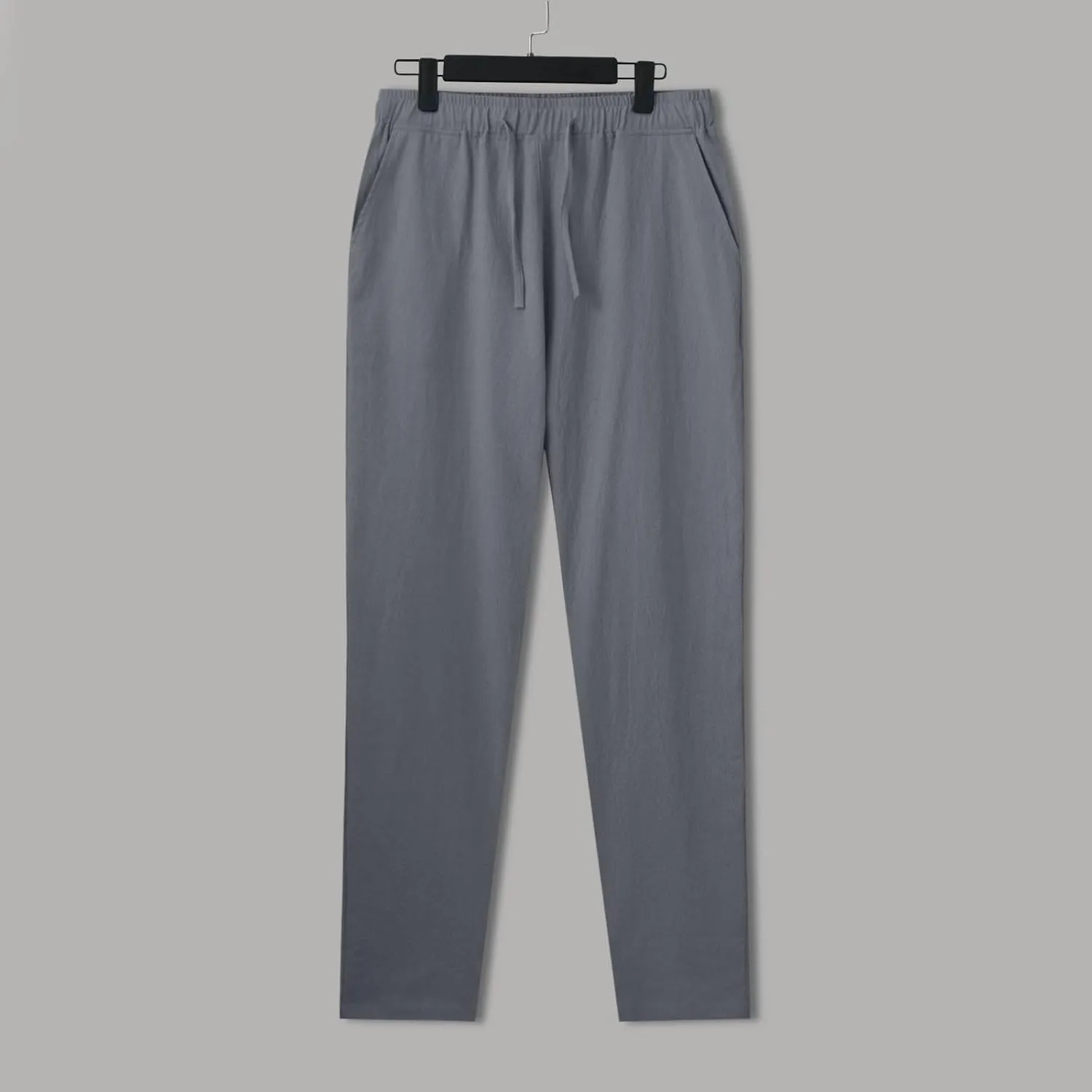Linen Pants Men,Mens Casual Pants Lightweight Drawstring Beach Pants Elastic Waist Linen Pants Loose Beach Pants