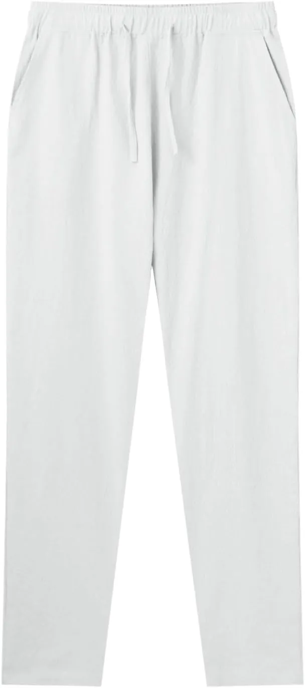 Linen Pants Men,Mens Casual Pants Lightweight Drawstring Beach Pants Elastic Waist Linen Pants Loose Beach Pants