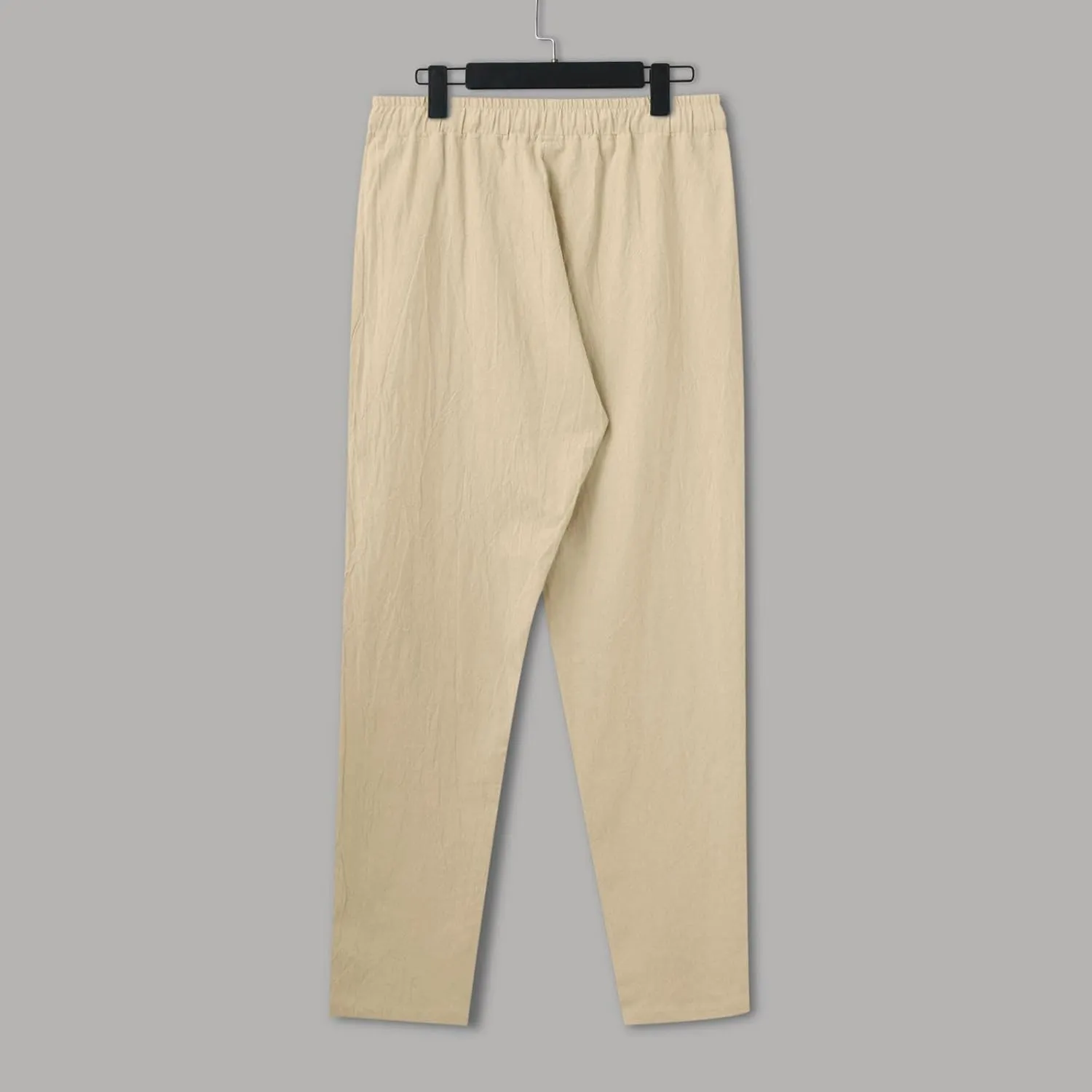 Linen Pants Men,Mens Casual Pants Lightweight Drawstring Beach Pants Elastic Waist Linen Pants Loose Beach Pants