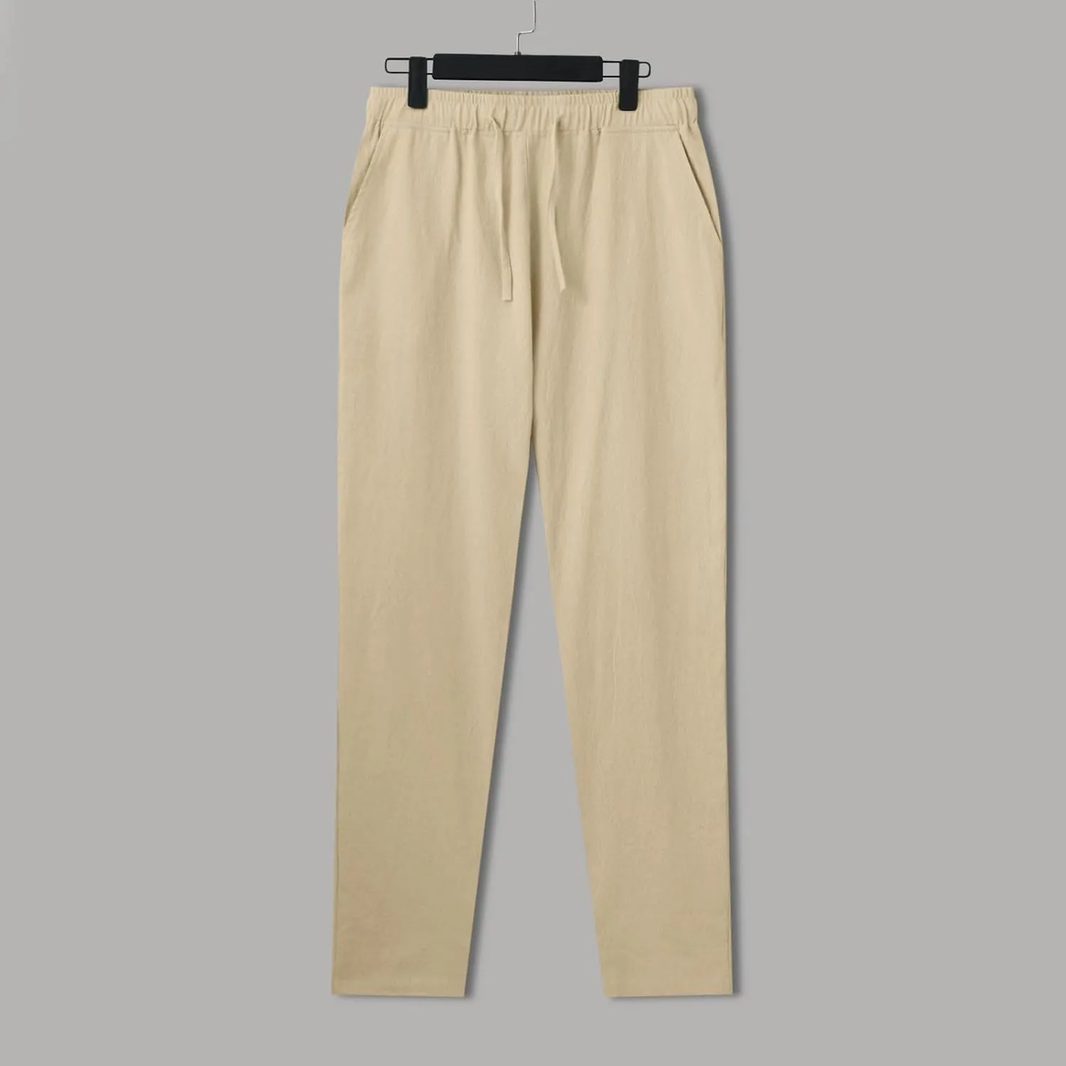 Linen Pants Men,Mens Casual Pants Lightweight Drawstring Beach Pants Elastic Waist Linen Pants Loose Beach Pants