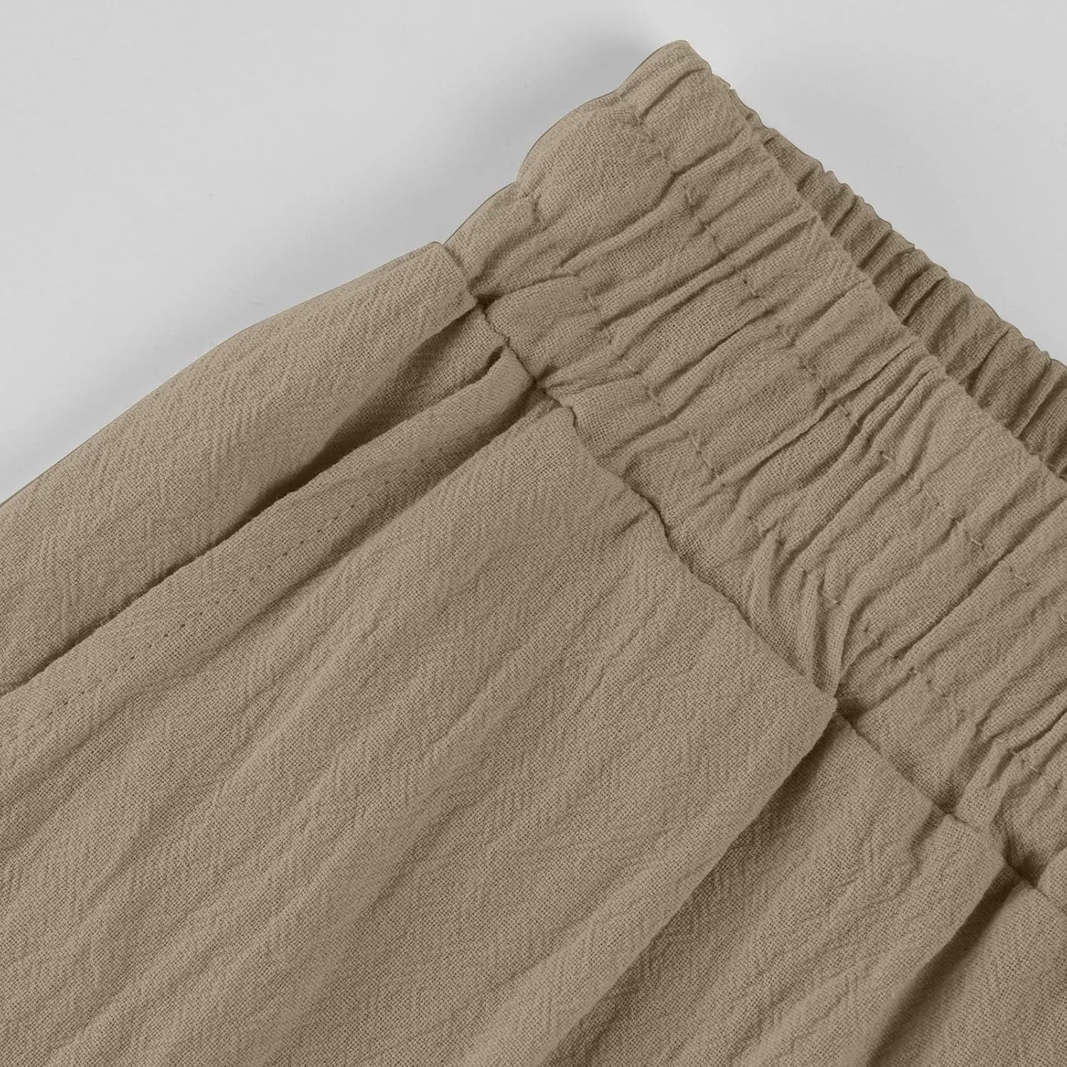 Linen Pants Women Comfy Elastic Waist Drawstring Cotton Pants Lightweight Tapered Lounge Vacation Beach Pants