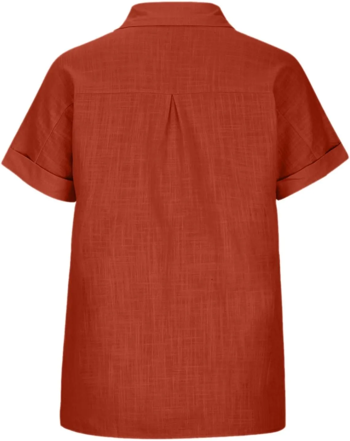 Linen Shirts for Women Short Sleeve Button Down Collared Tops Loose Fit Tunic Comfy Casual Summer Blouses Tshirt