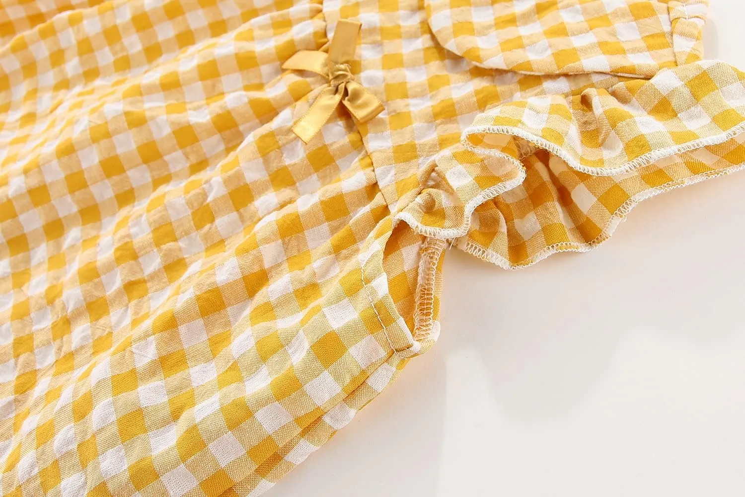 Little Girls Dresses Short Sleeve Cotton Plaid Kids Summer Dress
