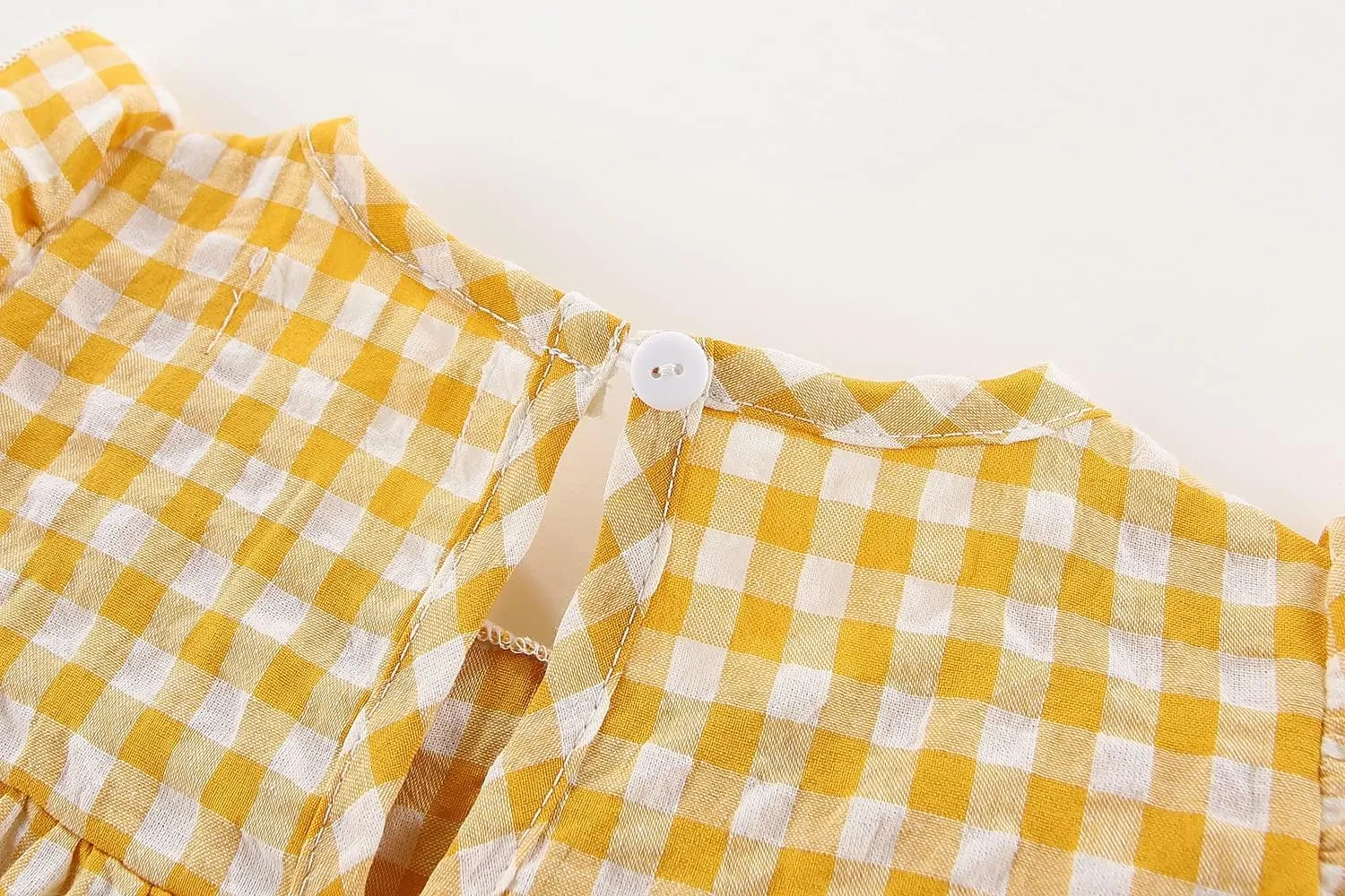 Little Girls Dresses Short Sleeve Cotton Plaid Kids Summer Dress