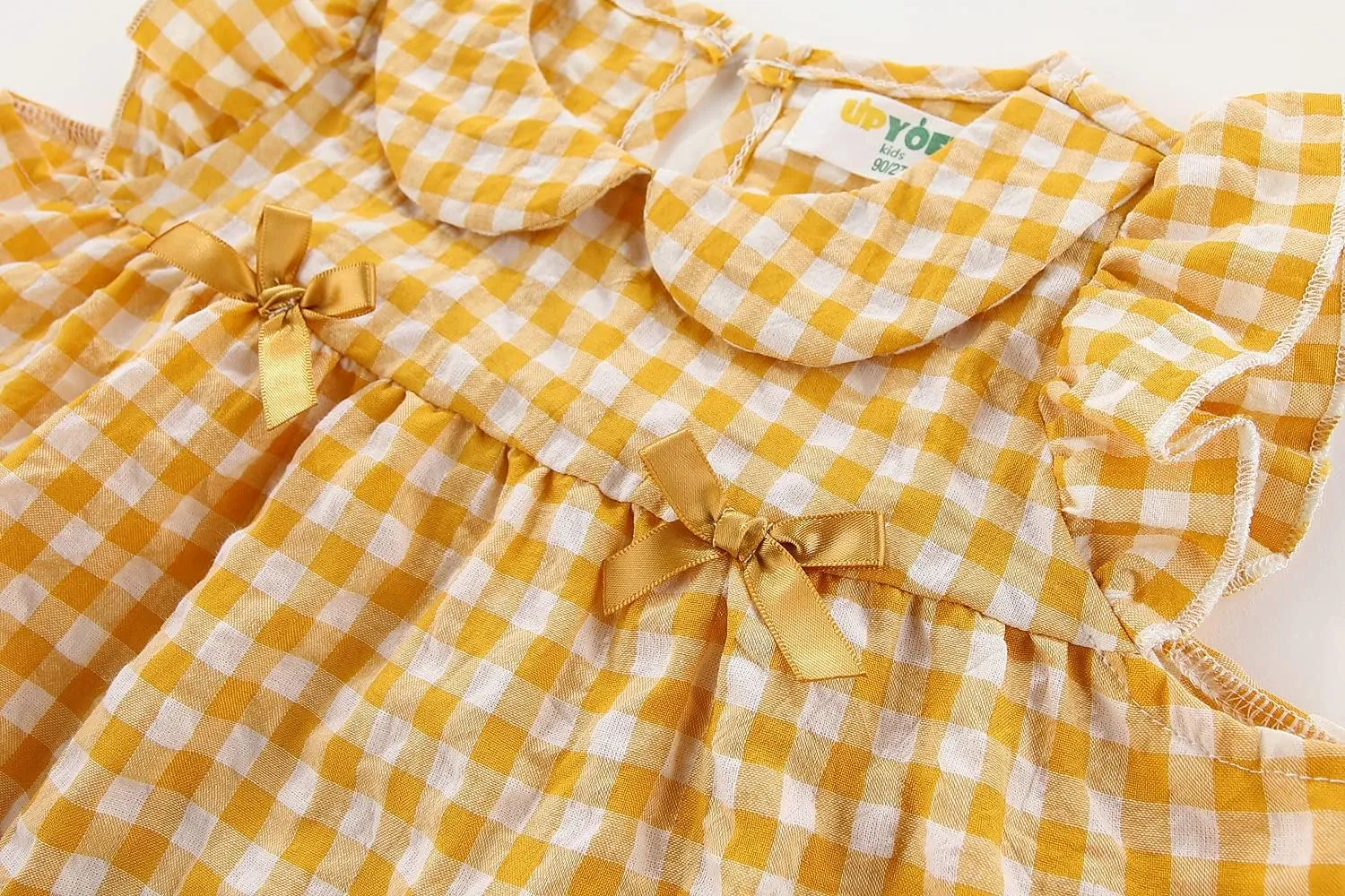 Little Girls Dresses Short Sleeve Cotton Plaid Kids Summer Dress