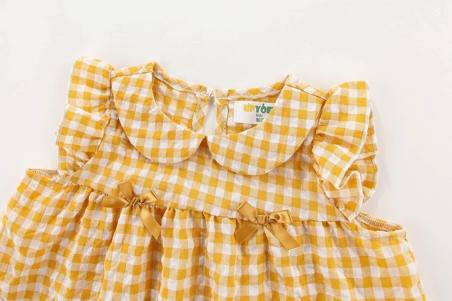 Little Girls Dresses Short Sleeve Cotton Plaid Kids Summer Dress