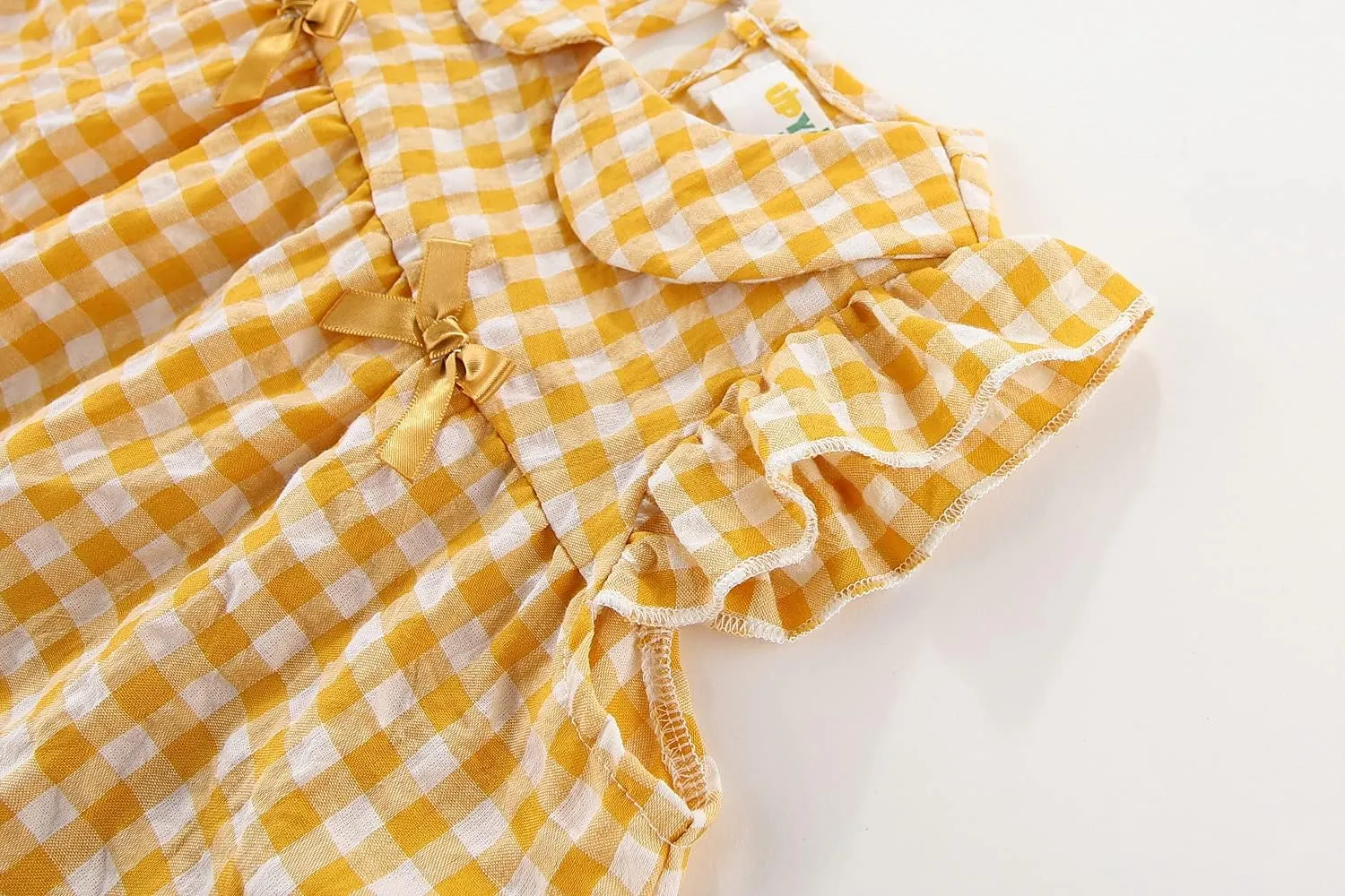 Little Girls Dresses Short Sleeve Cotton Plaid Kids Summer Dress