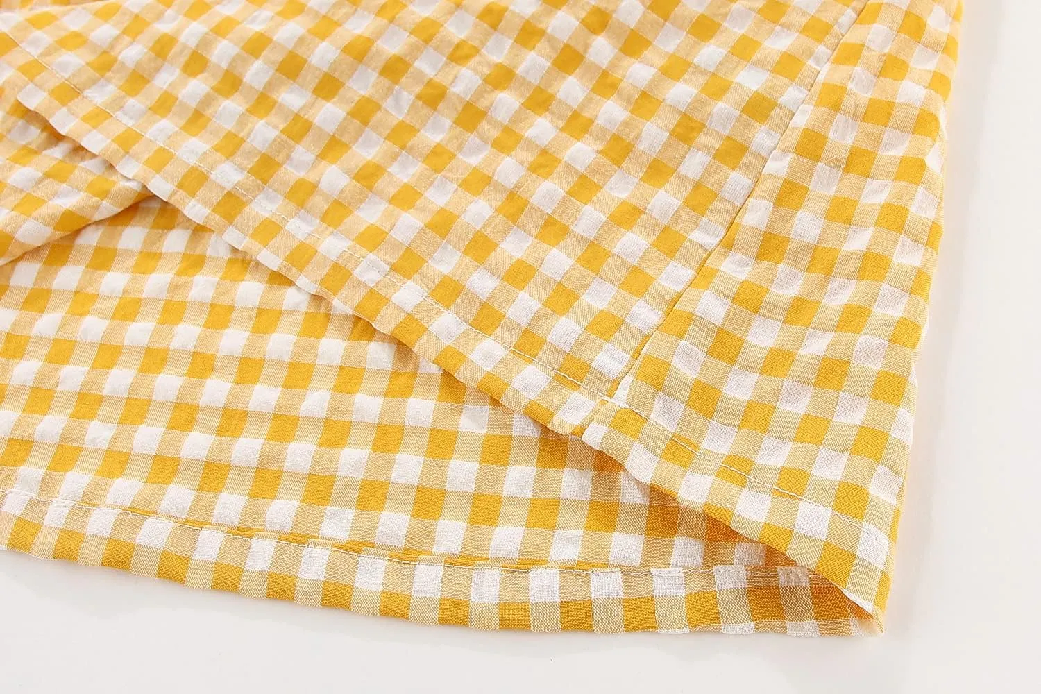 Little Girls Dresses Short Sleeve Cotton Plaid Kids Summer Dress