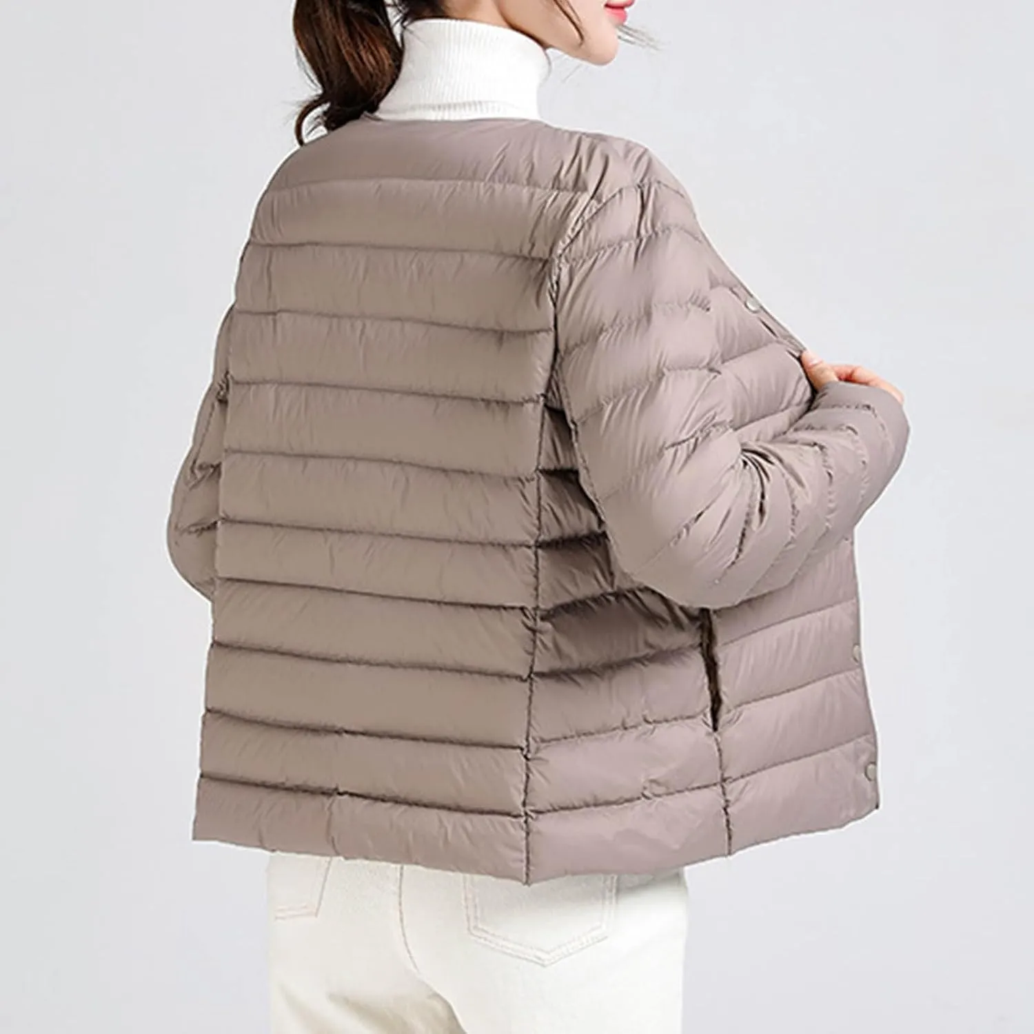 Lmdudan Plus Size Women Lightweight Quilted Puffer Jackets 2024 Winter Warm Down Coats Loose Comfy Outwear with Pocket