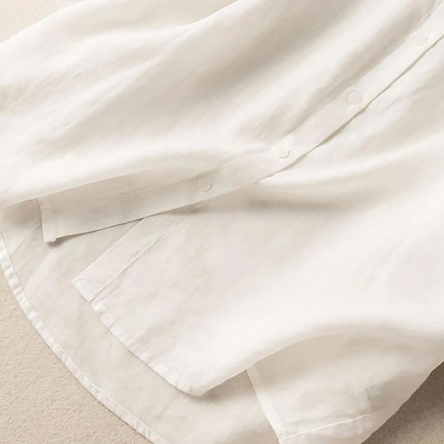 Lmdudan Women 3/4 Sleeve Cotton Linen Tops Fashion Solid Color Lapel Tees Shirts Casual Comfy Button Blouses 2024 Summer