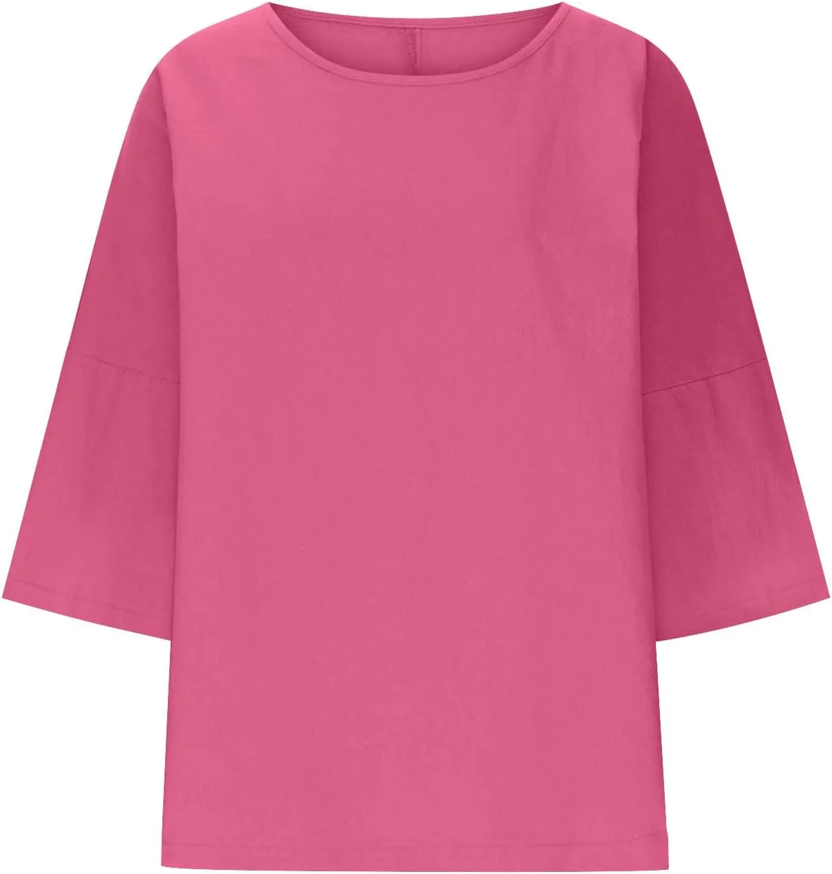 Lmdudan Women's Oversized T Shirts Plus Size 3/4 Sleeve Cotton Linen Shirt Casual Loose Fit Basic Tee Tops Blouses Tunics