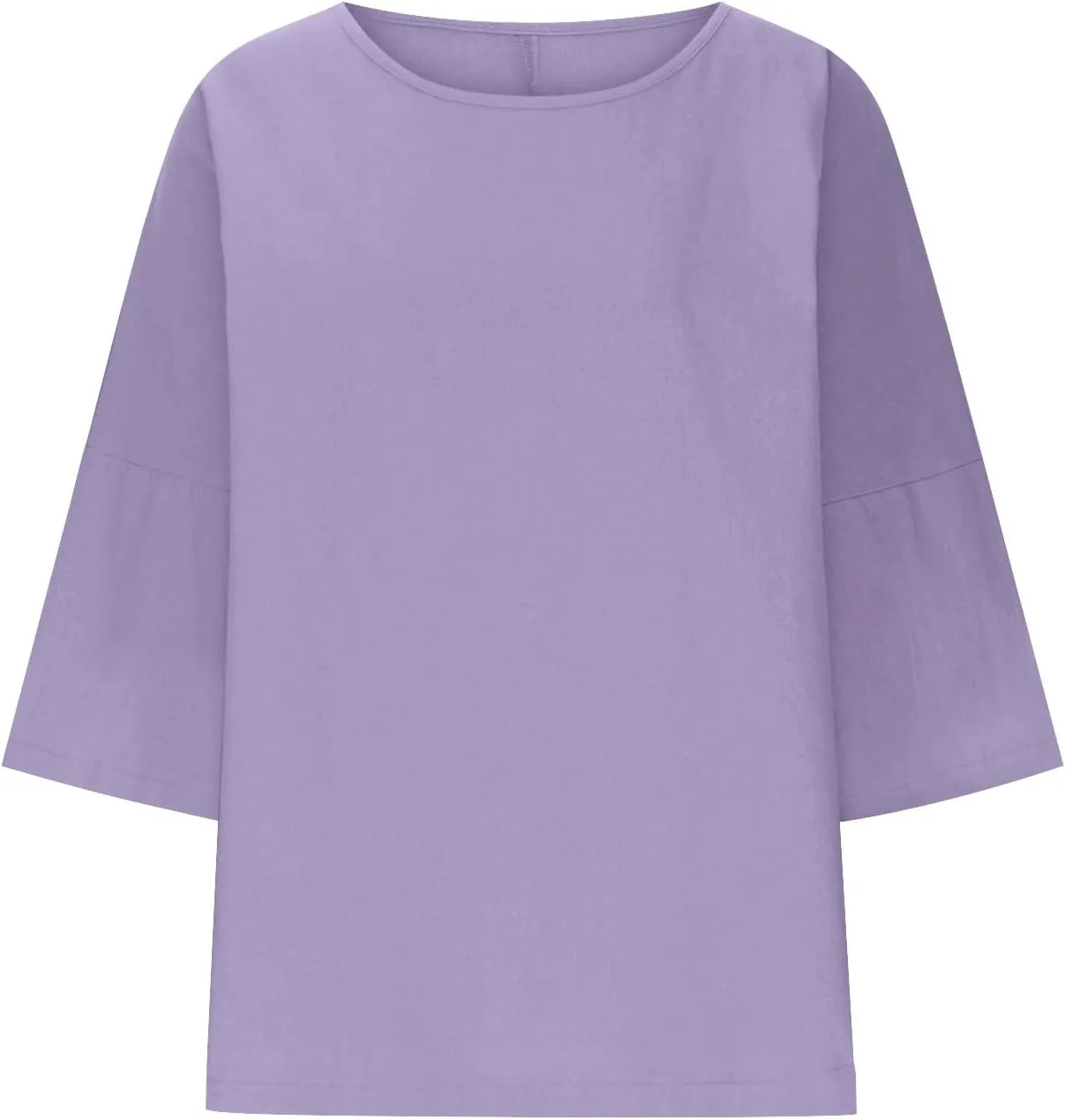Lmdudan Women's Oversized T Shirts Plus Size 3/4 Sleeve Cotton Linen Shirt Casual Loose Fit Basic Tee Tops Blouses Tunics