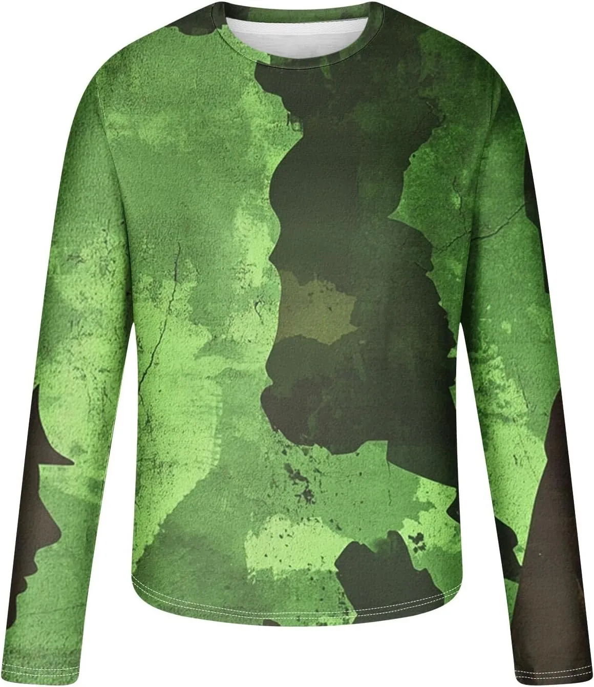Long Sleeve Shirts for Men Camouflage Print Casual Stylish Workout Crewneck Cotton Sweatshirts Loose Fit Pullover Tees