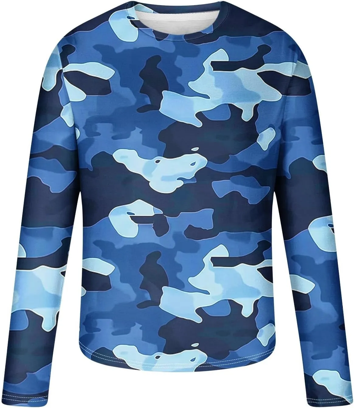 Long Sleeve Shirts for Men Camouflage Print Casual Stylish Workout Crewneck Cotton Sweatshirts Loose Fit Pullover Tees