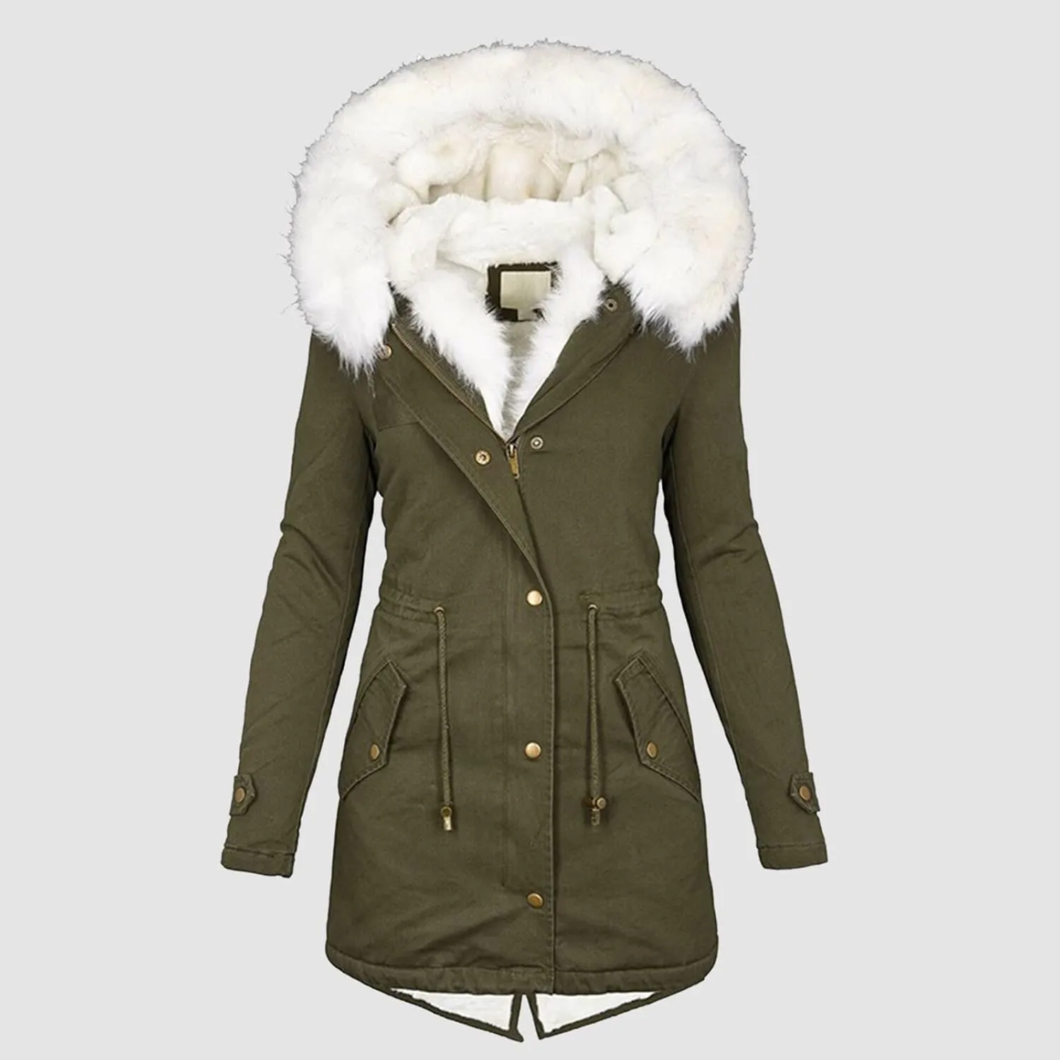 Long Winter Coat with Hood Slim Casual Thicker Fashion Women'S Coat Long Sleeve Full Zip Womens Clothing Black