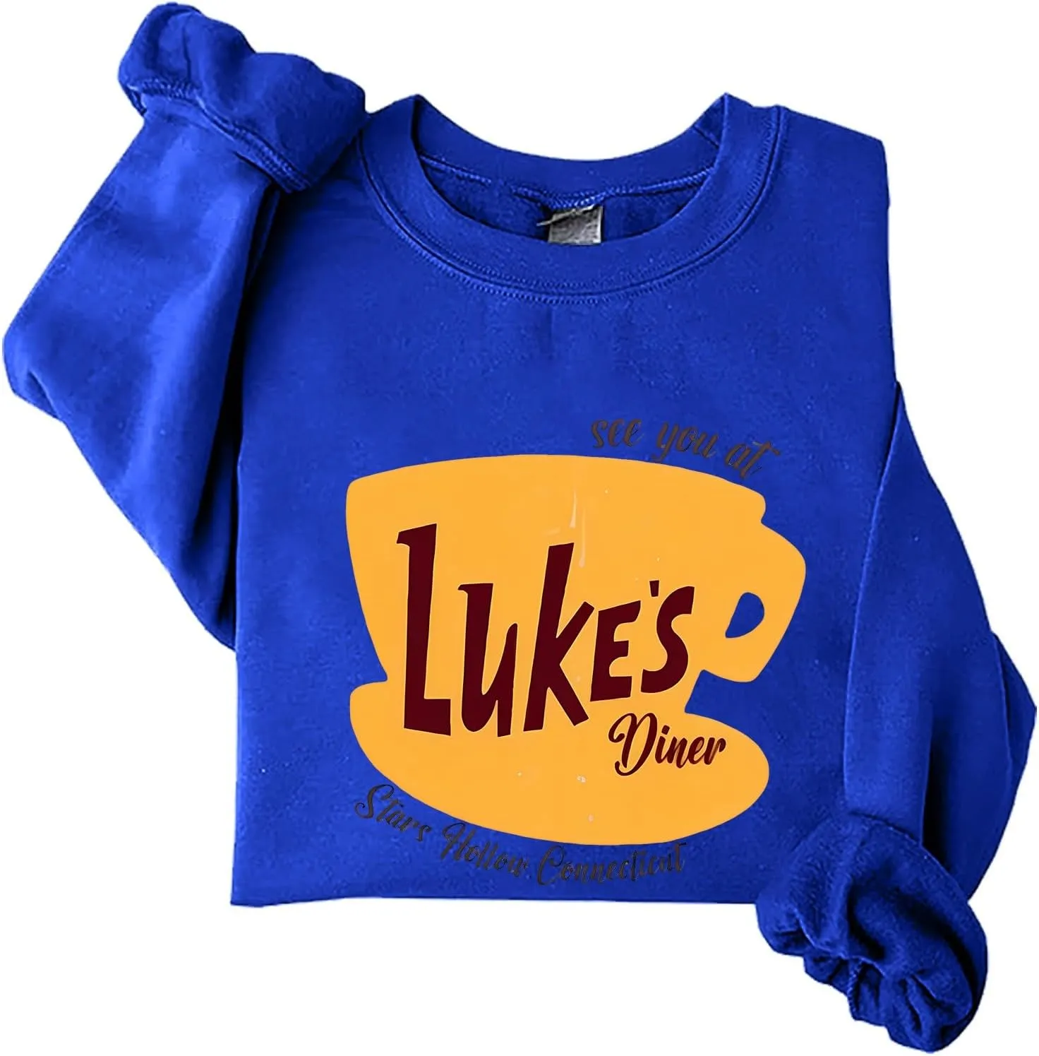 Luke's Diner Sweatshirts for Women，Crewneck Lukes Diner Graphic Long Sleeve Casual Pullover Preppy Girls Sweatshirt