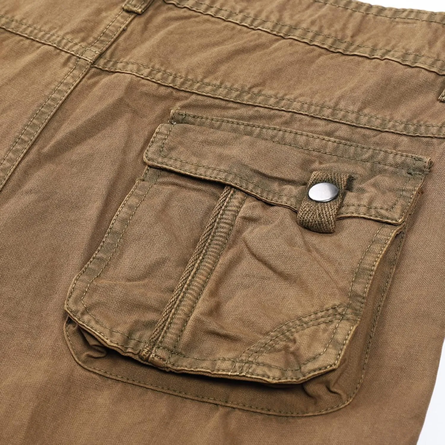 Lu's Chic Men's Cargo Pants Casual Multi-Pockets 100 Cotton Work Military Wild Work Pants