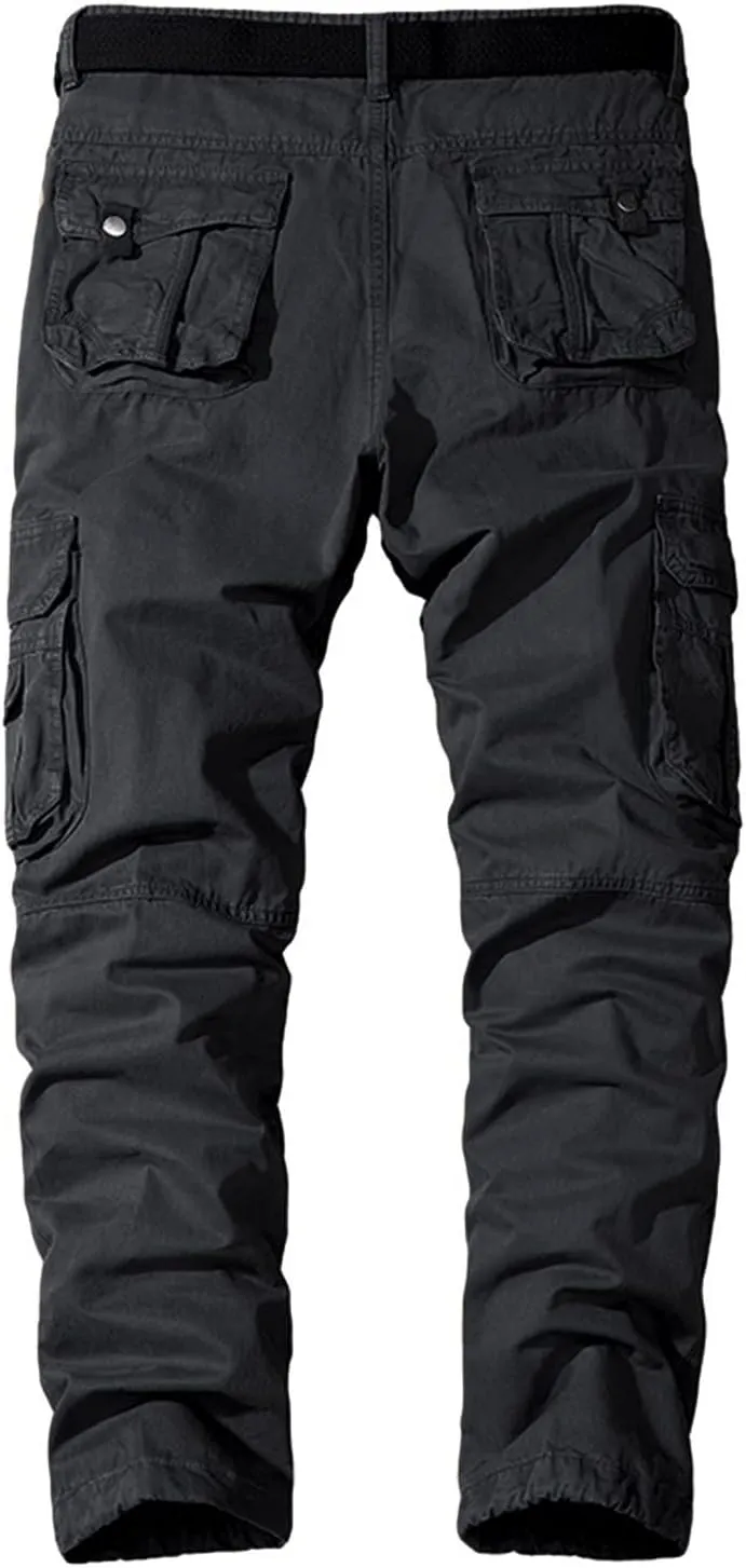 Lu's Chic Men's Cargo Pants Casual Multi-Pockets 100 Cotton Work Military Wild Work Pants