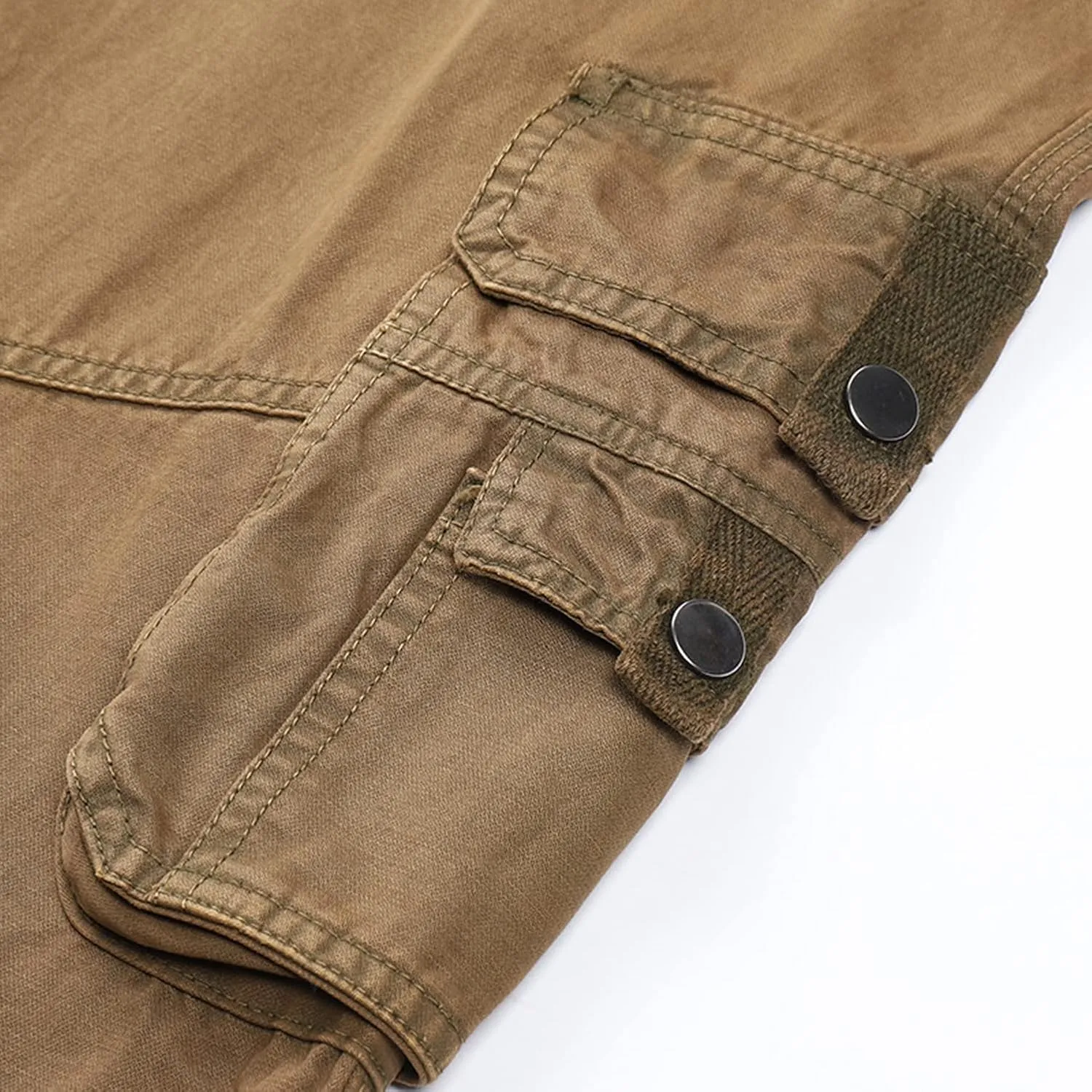 Lu's Chic Men's Cargo Pants Casual Multi-Pockets 100 Cotton Work Military Wild Work Pants