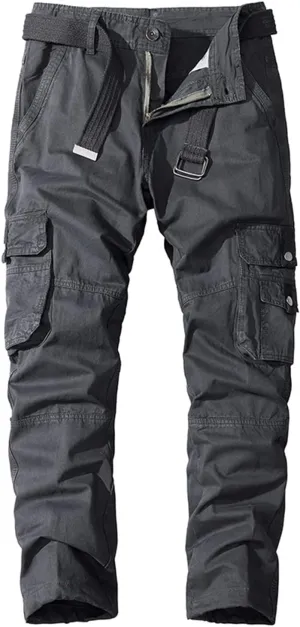 Lu's Chic Men's Cargo Pants Casual Multi-Pockets 100 Cotton Work Military Wild Work Pants