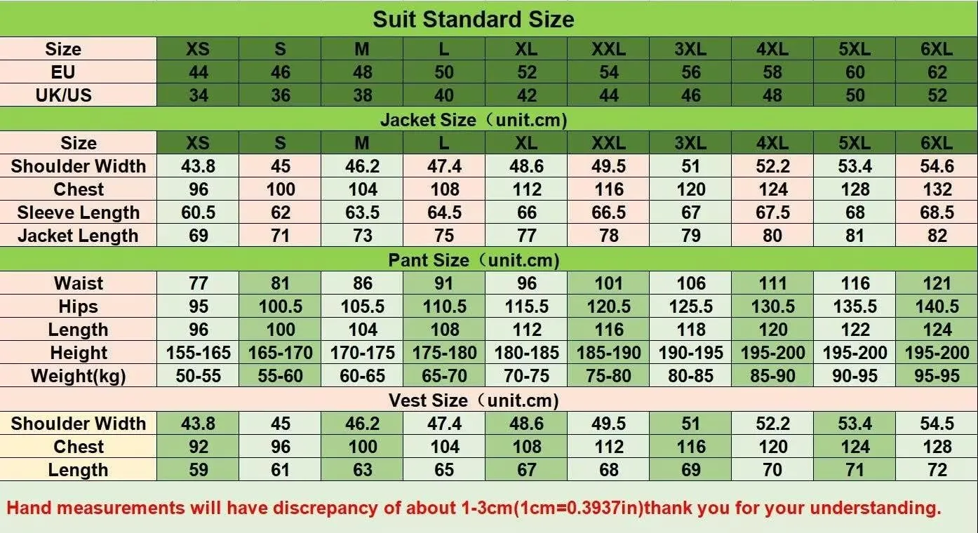 Men's 3 Piece Suit Slim Fit Suits Blazer Vest Pants Business Wedding Prom Suits