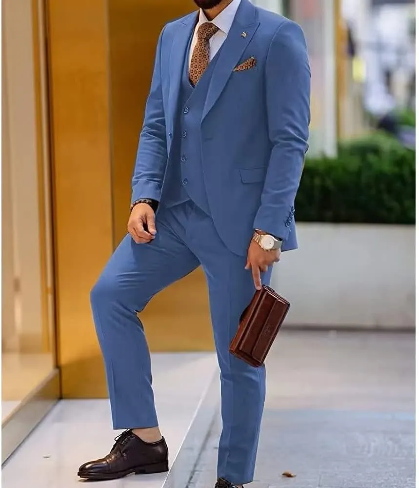 Men's 3 Piece Suit Slim Fit Suits Blazer Vest Pants Business Wedding Prom Suits