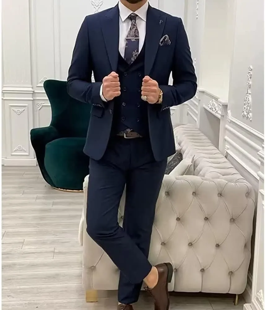 Men's 3 Piece Suit Slim Fit Suits Blazer Vest Pants Business Wedding Prom Suits