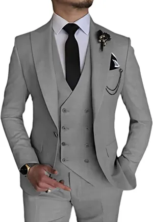 Men's 3 Piece Suit Slim Fit Suits Blazer Vest Pants Business Wedding Prom Suits