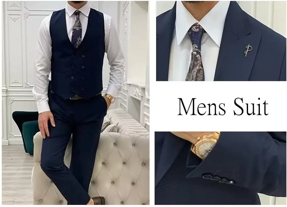Men's 3 Piece Suit Slim Fit Suits Blazer Vest Pants Business Wedding Prom Suits