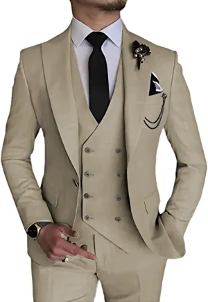 Men's 3 Piece Suit Slim Fit Suits Blazer Vest Pants Business Wedding Prom Suits