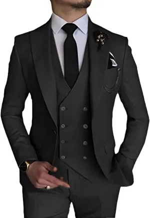 Men's 3 Piece Suit Slim Fit Suits One Button Blazer Vest Pants Formal Business Wedding Prom Suits