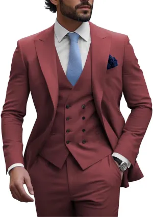 Mens 3 Piece Suits for Men Slim Fit Double Breasted Suit Men Wedding Prom Suits