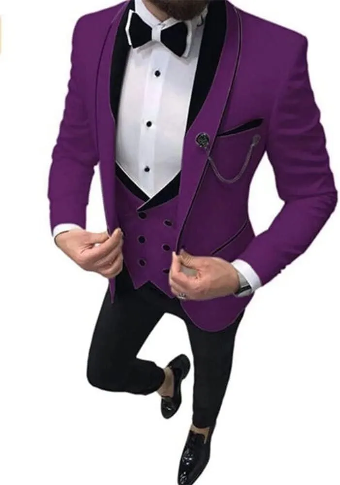 Men's 3 Piece Suits Wedding Suits Slim Fit Groomsmen Tuxedos Prom Blazer Vest Trousers Set