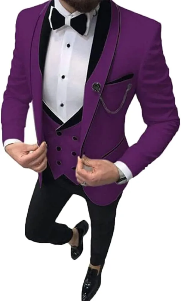Men's 3 Piece Suits Wedding Suits Slim Fit Groomsmen Tuxedos Prom Blazer Vest Trousers Set