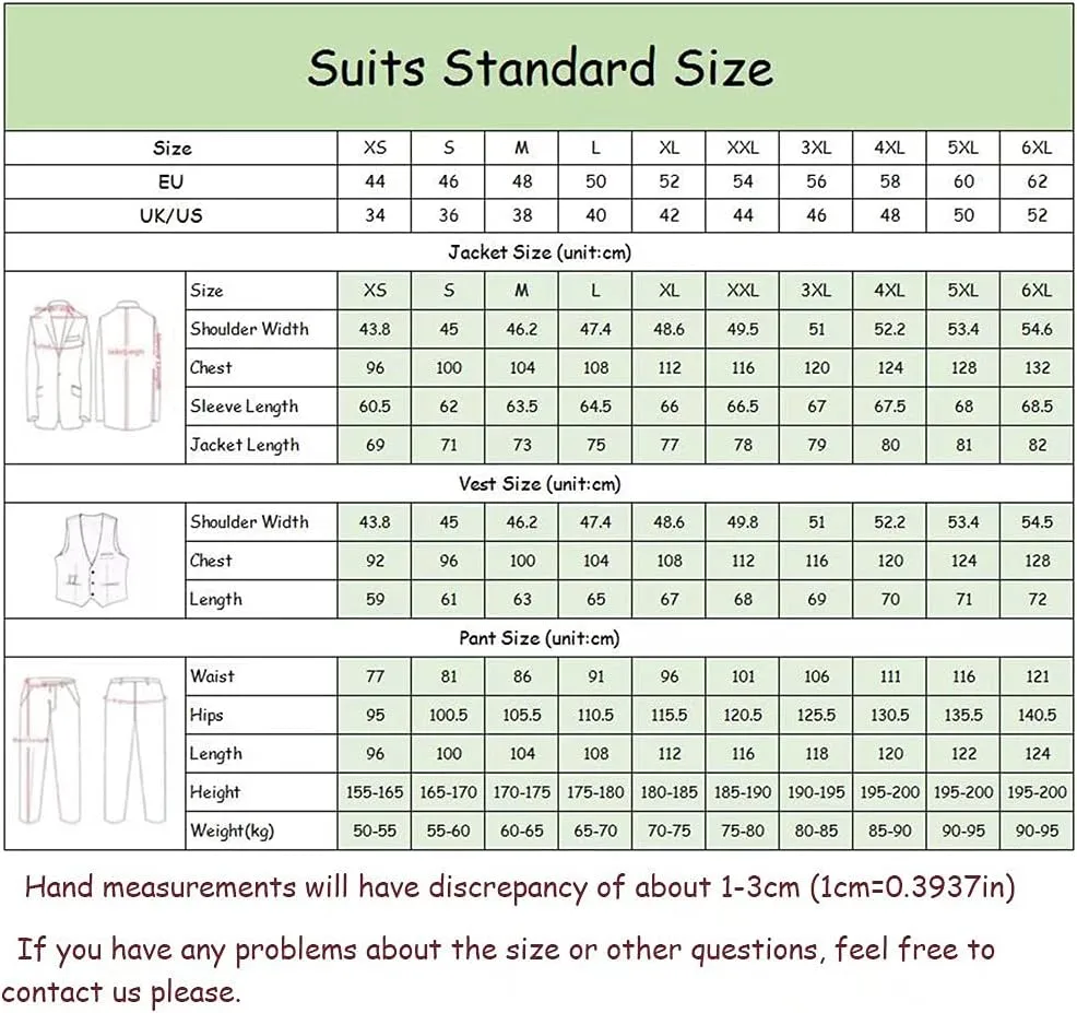 Men's 3 Piece Suits Wedding Suits Slim Fit Groomsmen Tuxedos Prom Blazer Vest Trousers Set