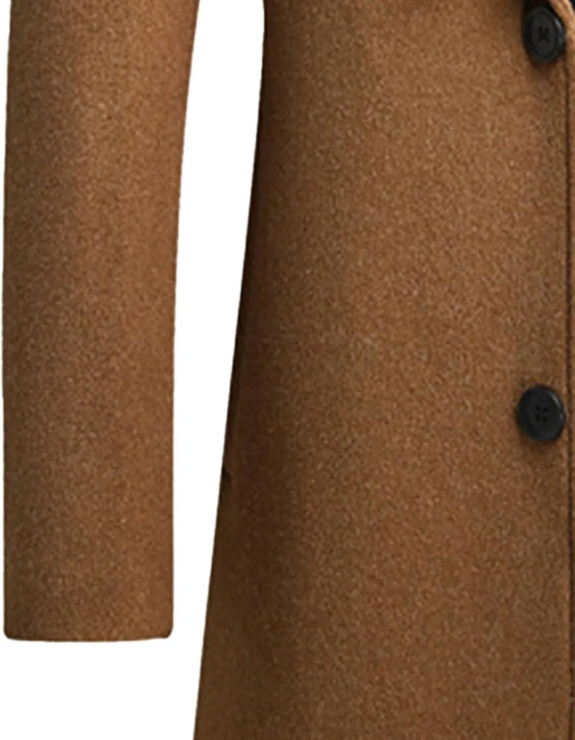 Men's Bussiness Overcoat with Removable Hood Winter Wool Blend Jacket Detachable Hooded Trench