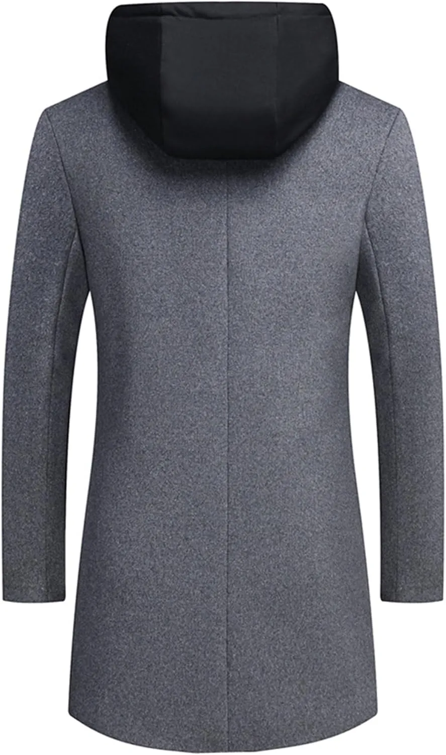 Men's Bussiness Overcoat with Removable Hood Winter Wool Blend Jacket Detachable Hooded Trench
