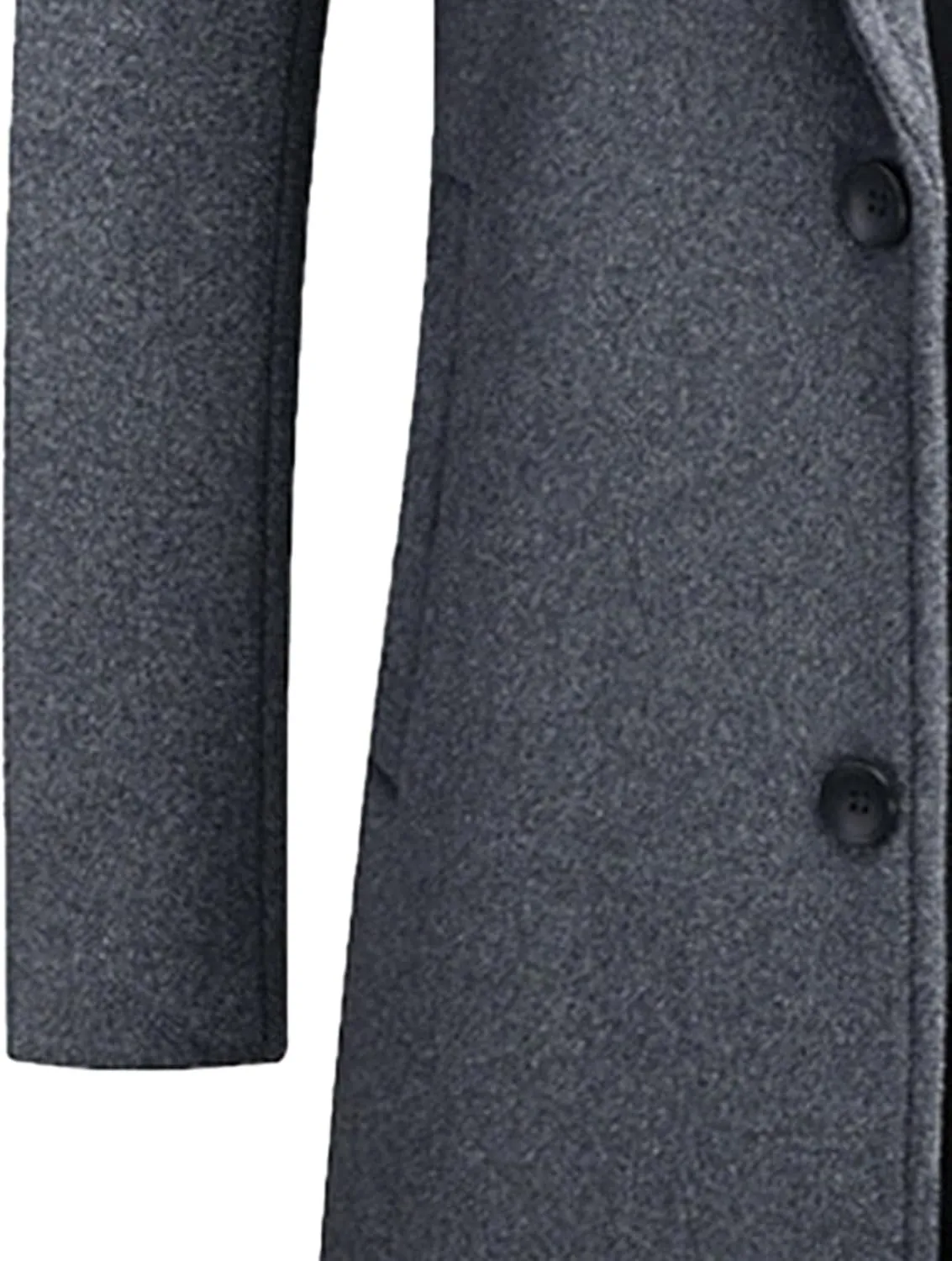Men's Bussiness Overcoat with Removable Hood Winter Wool Blend Jacket Detachable Hooded Trench
