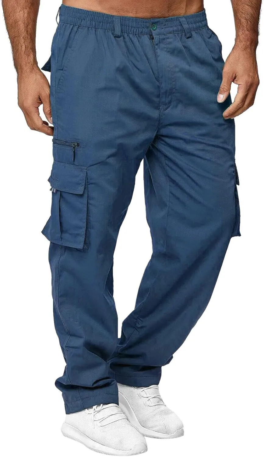 Mens Cargo Pants Print Cargo Pants Drawstring Stretch Elastic Waist Tapered Trousers Cotton Drawstring Chino Cargo Trousers