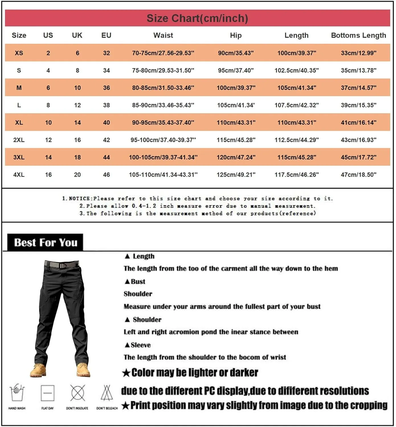 Mens Cargo Pants Relaxed Work Stretch Hiking Tactical Pants Military Fan Elastic Waistband Work Casual Overalls