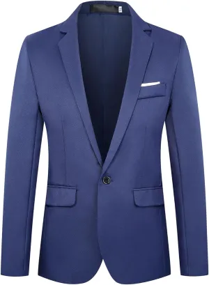 Men's Casual Blazer Jacket Fashion Slim Fit Business Sports Coat One Button Notched Lapel Business Suit Jacket
