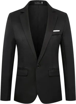 Men's Casual Blazer Jacket Fashion Slim Fit Business Sports Coat One Button Notched Lapel Business Suit Jacket