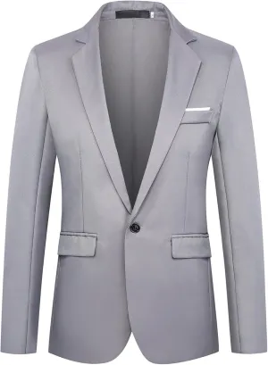 Men's Casual Blazer Jacket Fashion Slim Fit Business Sports Coat One Button Notched Lapel Business Suit Jacket