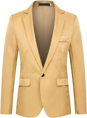 Men's Casual Blazer Jacket Fashion Slim Fit Business Sports Coat One Button Notched Lapel Business Suit Jacket