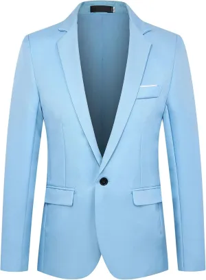 Men's Casual Blazer Jacket Fashion Slim Fit Business Sports Coat One Button Notched Lapel Business Suit Jacket