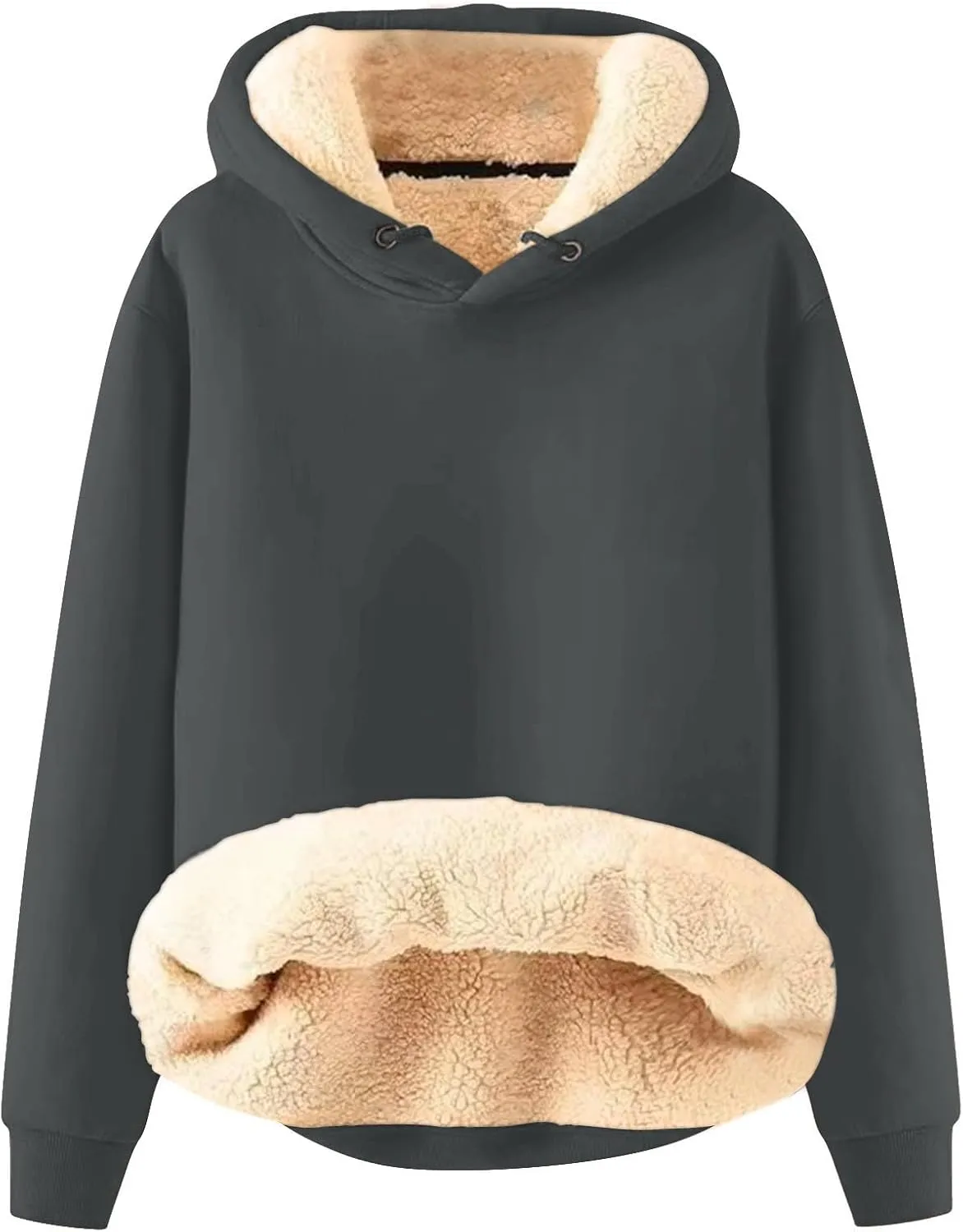 Men's Casual Fleece Sherpa Lined Hoodie Winter Warm Pullover Hooded Sweatshirt