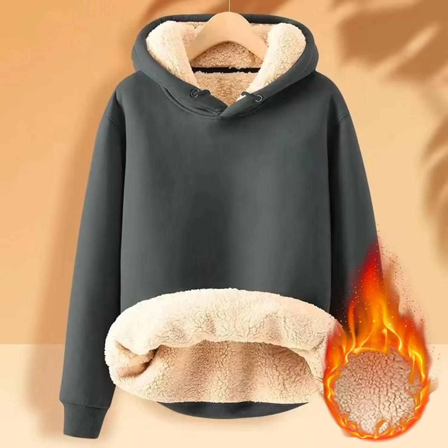 Men's Casual Fleece Sherpa Lined Hoodie Winter Warm Pullover Hooded Sweatshirt