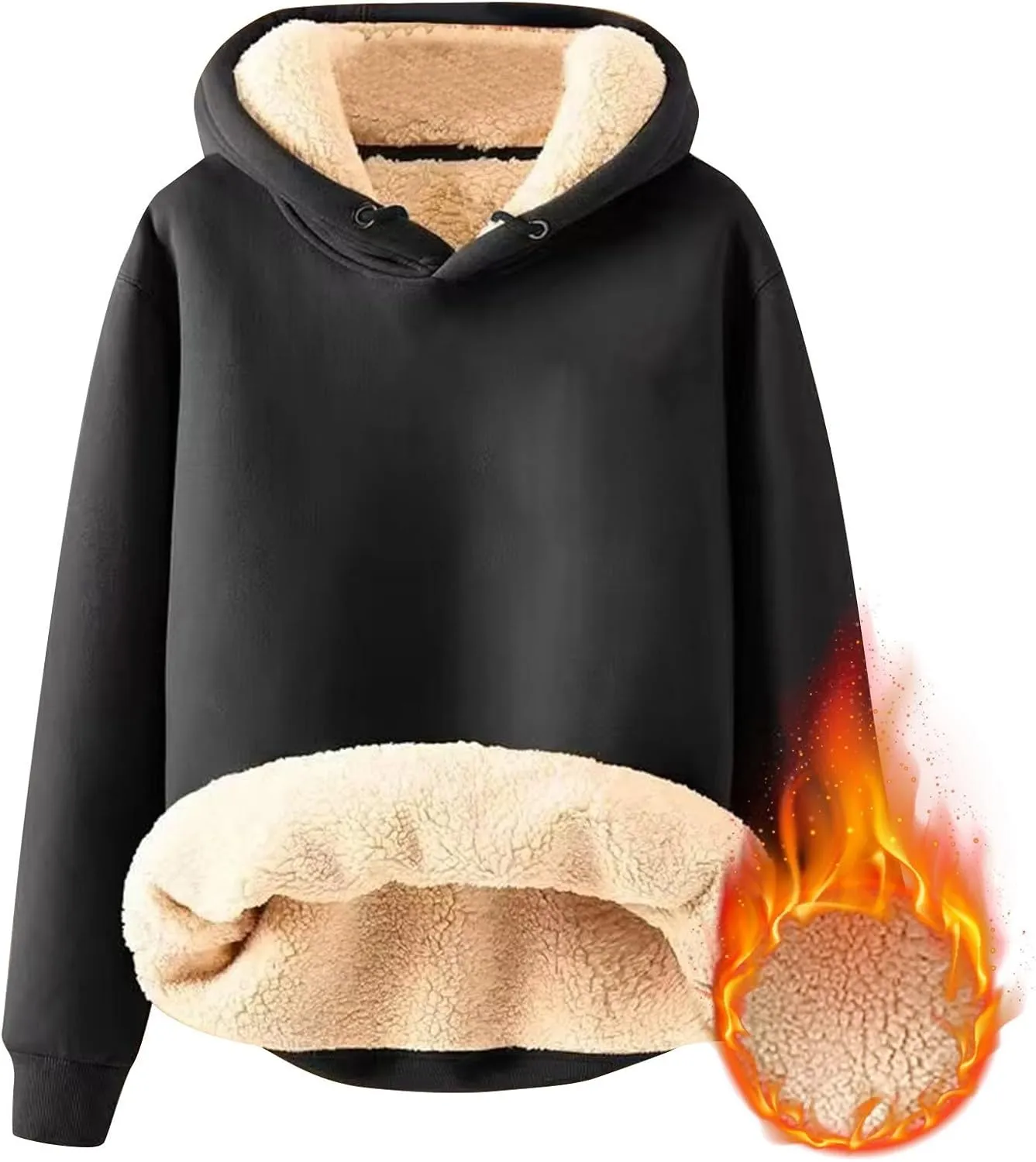 Men's Casual Fleece Sherpa Lined Hoodie Winter Warm Pullover Hooded Sweatshirt
