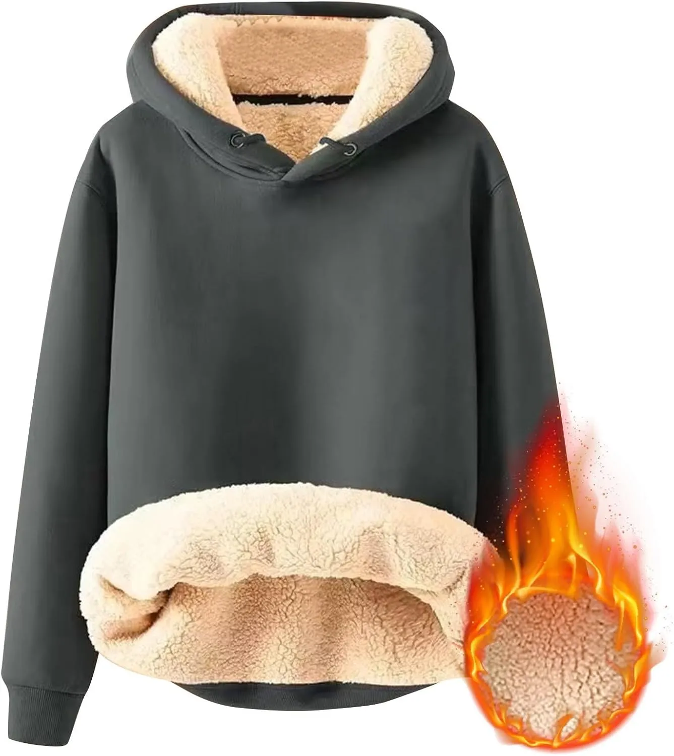 Men's Casual Fleece Sherpa Lined Hoodie Winter Warm Pullover Hooded Sweatshirt